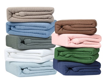 Leno Weave Blanket, Lightweight, Extra-Fluffy, and Durable Soft Blanket, Made from 100% Cotton Material for Bed & Couch