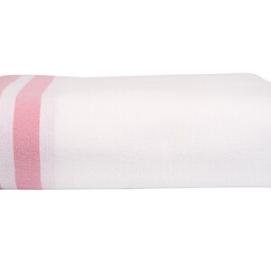 Linteum Textile Cotton Blend Hospital Bath Blanket - Twin Size 70x90 Inch Lightweight Sheet Blanket (White With Pink Stripes) - View #6