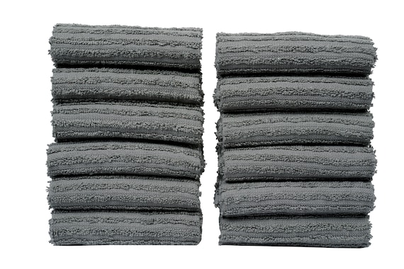 R+R Washcloths, Grey, 12 Count