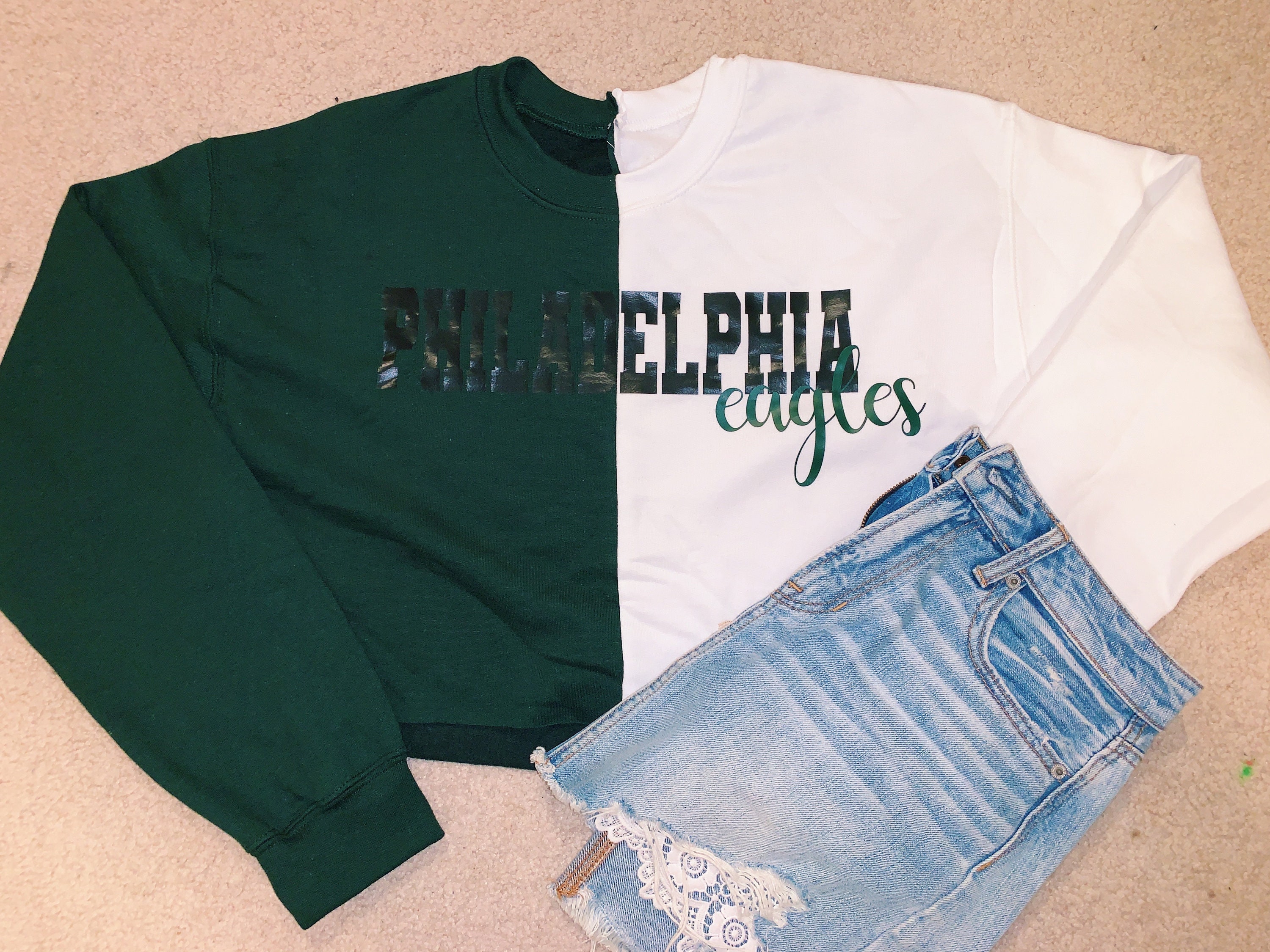 Half and half sweatshirt best sale