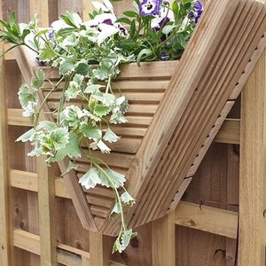 Handmade Unique Quality Wooden Garden Wall Planter Triangle Triangular Treated Timber Hanging Plant Basket Father's Day Birthday Gift image 5