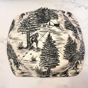 Bigfoot Bowl Cozy | Microwave Bowl Cozy | Reversible Bowl Cozy | Microwave Bowl Holder | Toile Bowl Cozy | Toile | Sasquatch | Bigfoot