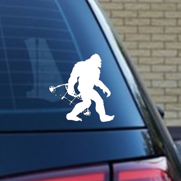 Bigfoot Compound Bow Hunter Car Decal | Compound Bow | Bow Hunter | Vinyl Decal | Sasquatch | Bigfoot | 30+ Vinyl Colors to Choose From