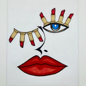 Lipstick Painting (Hand Painted with Acrylic Paints on Canvas Panel)