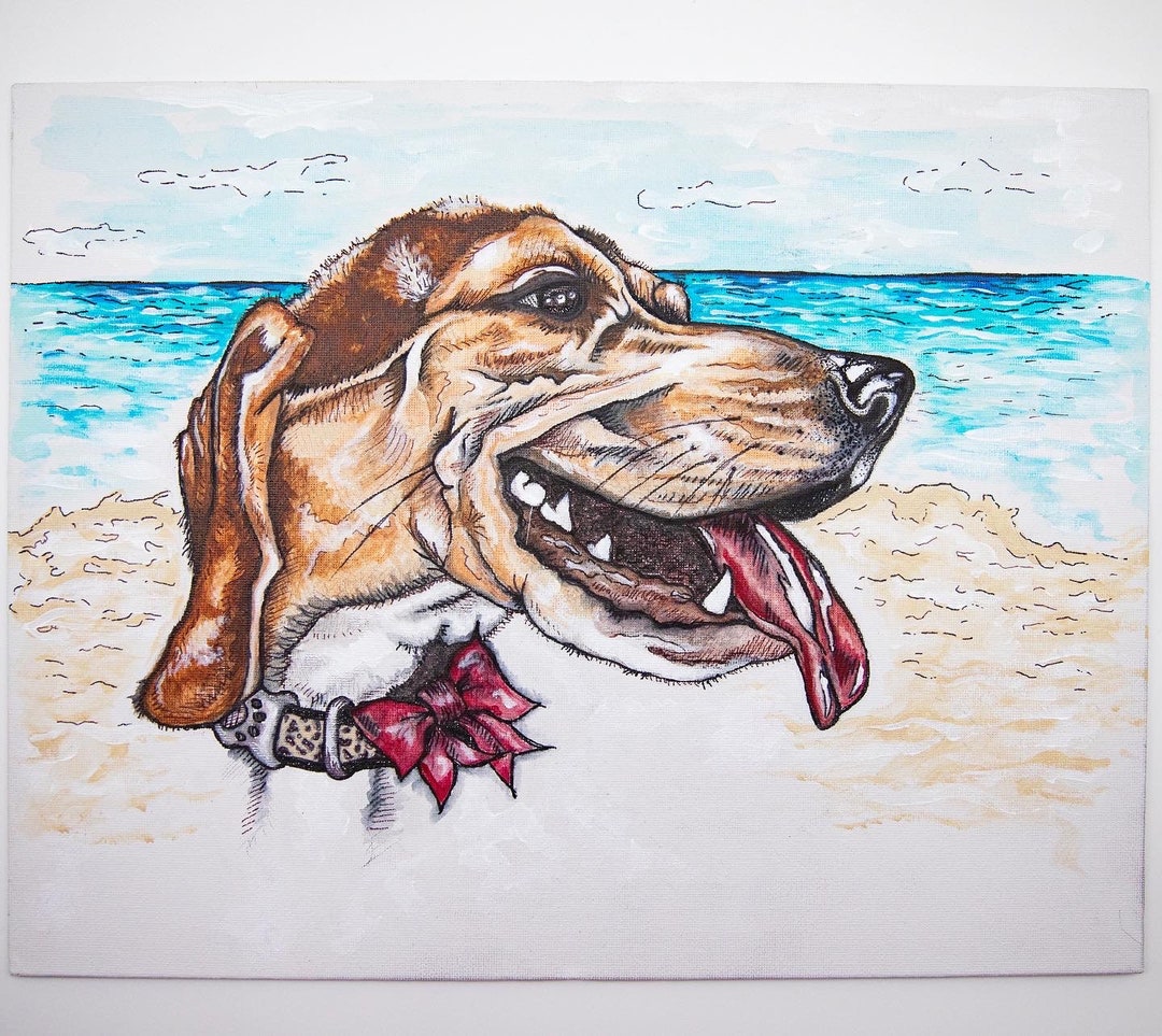 Custom Pet Portrait Painting on Canvas Panel From Photo, Dog Portrait ...