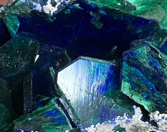 Azurite Malachite Tabby Crystal Cluster, Milpillas Mine Mineral Specimen