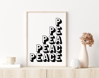 Peace | Black and White Print | Christian Prints | Christian Art | Home Prints  | Christian Poster | Minimal Christian Art | Christian Gifts