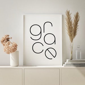 Grace | Black and White Print | Christian Prints | Christian Art | Home Prints  | Christian Poster | Minimal Christian Art | Christian Gifts