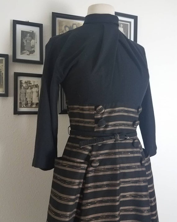 1950s/60s "Hidden Gold" Black and Gold Sheath Dres