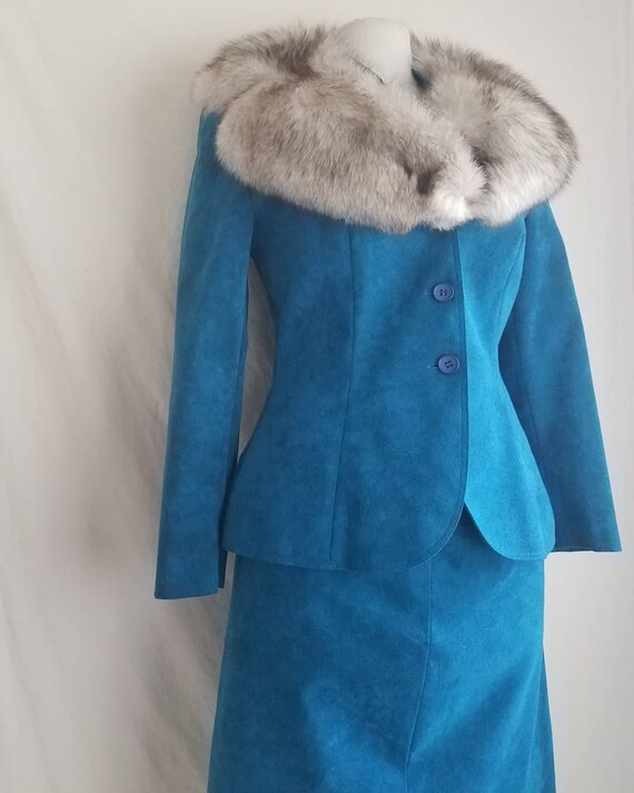 1980s "Blue Suede Shoes" Blue Suede Lilli Ann Suit