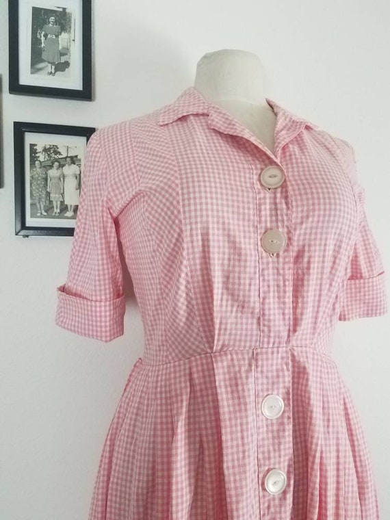1960s Style "Strawberry Picnic" Pink Gingham Shirt