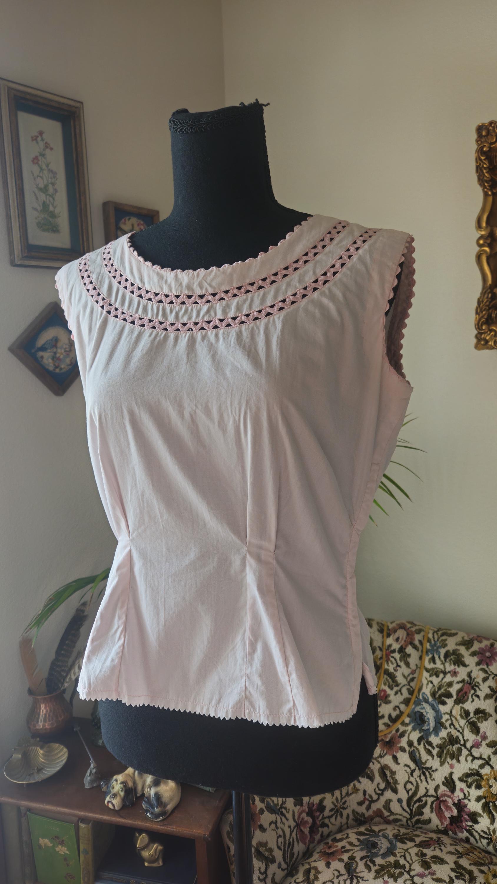 1950s Pastel Pink Blouse by Miss Pat