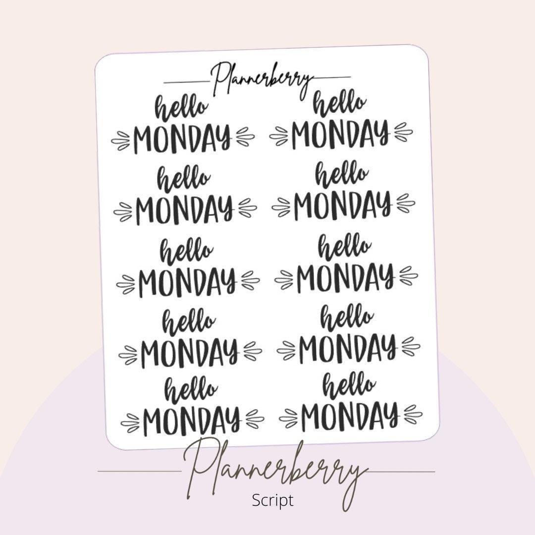 Monday Sticker Line Hello Monday Planner Stickers. Paper and Foiled Options. - Etsy