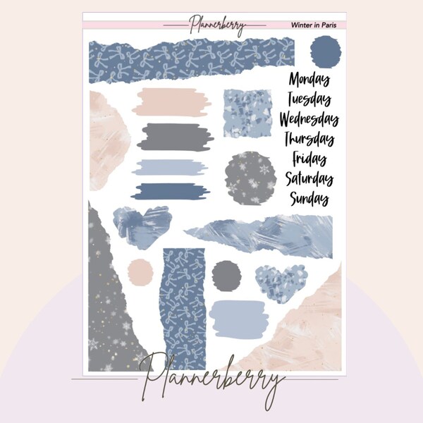 Winter in Paris journaling sheet stickers