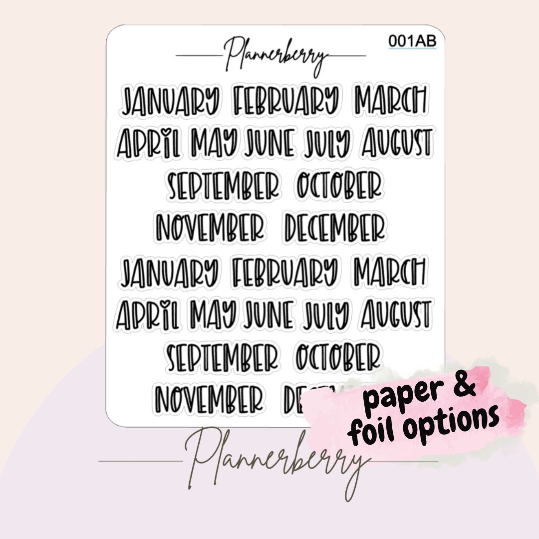 Paper Matrix Month Months of the Year. Paper & Foiled Options. - Etsy