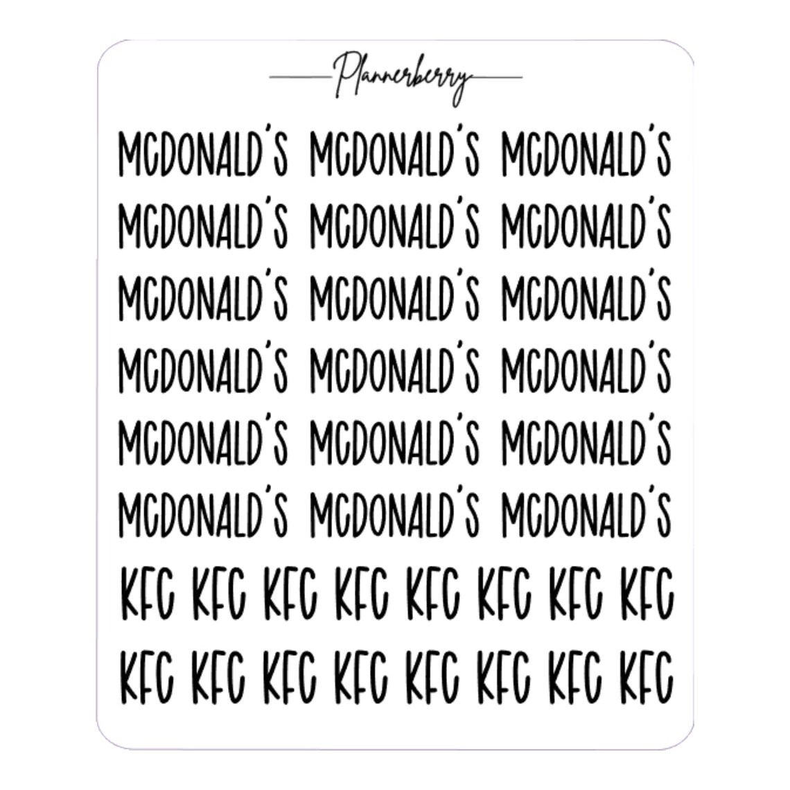 Mcdonald’s & KFC Script Planner Sticker - Etsy
