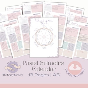 Witches Modern Yearly Calendar | Wheel of the Year | Book of Shadows | Witch Aesthetic | Digital Download | Wicca