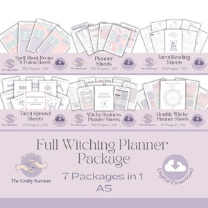 Full Witch Planner Package | Witch Aesthetic | Spell Book | Grimoire | Daily Planner | Weekly Planner | Business Planner | Tarot | Wiccan