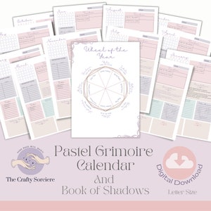Calendário moderno das bruxas | Tamanho da carta | Roda do Ano | Livro das Sombras | Guias Wicca | Estética da Bruxa | Download digital | Wicca