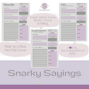 Snarky Planner | Cool Purple Tones | Monthly Planner | Daily Planner Inserts | Weekly Planner | Planner Download | Budget Sheets image 3