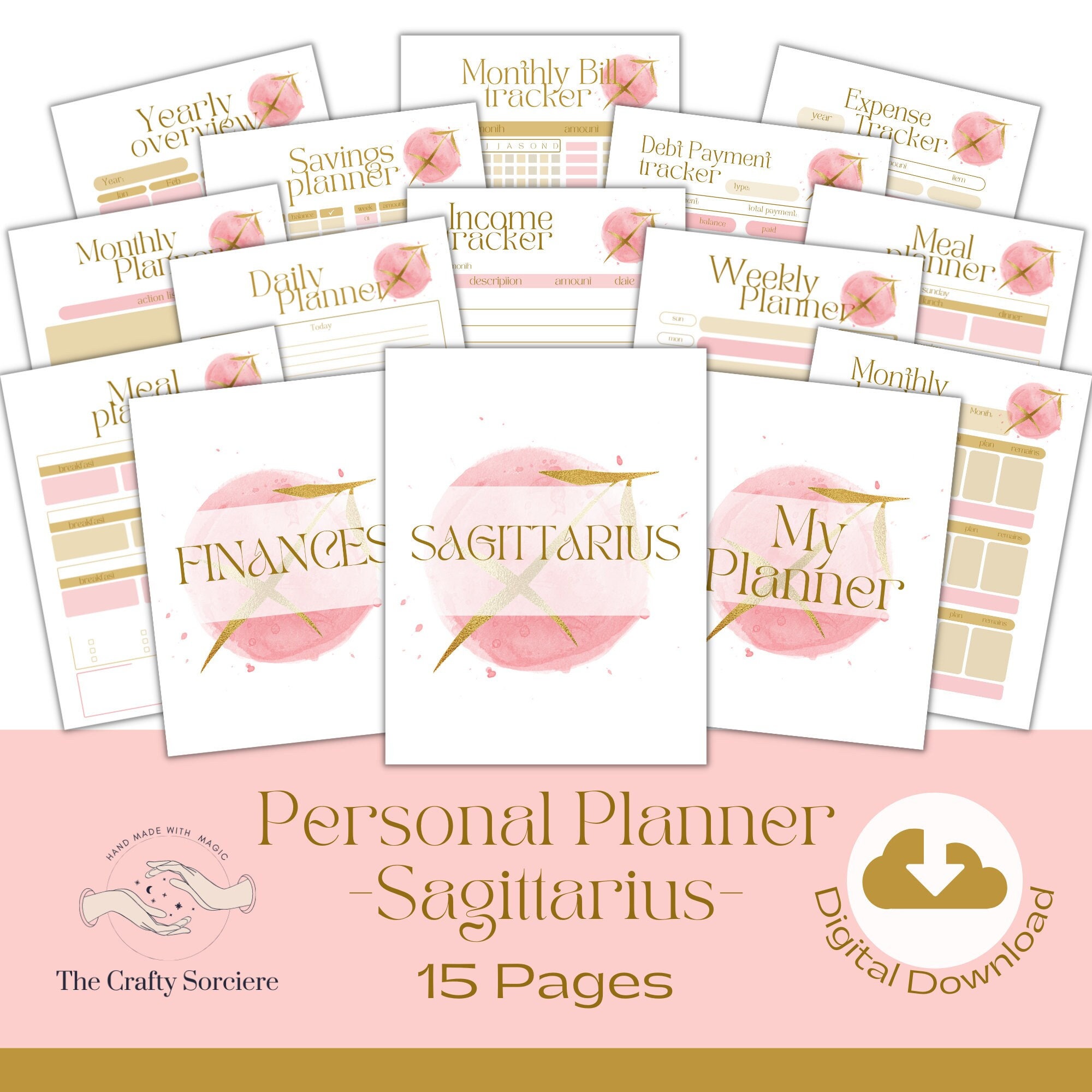 Budget System Daily Planner Weekly Planner Digital Download Zodiac Theme Sagittarius Personal Planner Monthly Planner