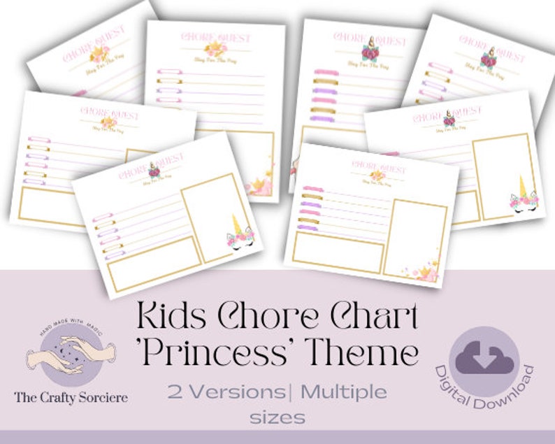 Princess Chore Chart.pdf Adventurer Chore Chart | Chore Chart Pack | Kids Chore Chart | Fantasy ...