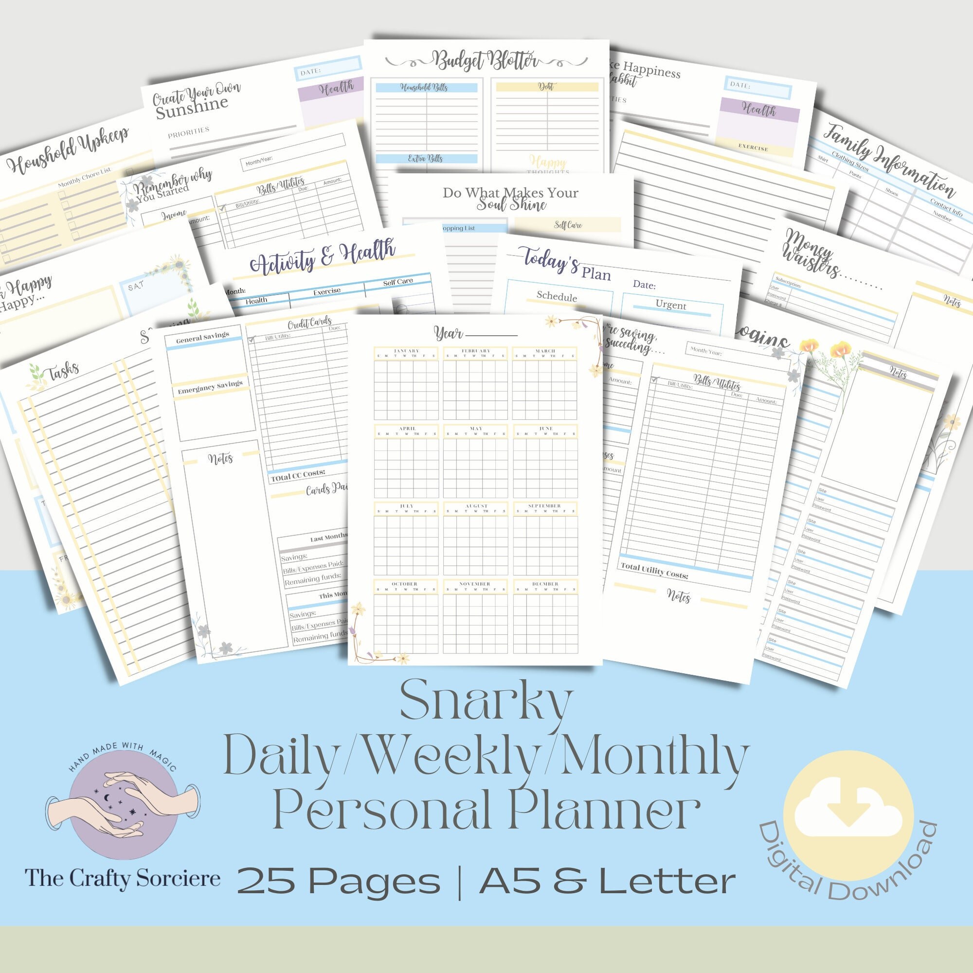 Positive Planner Example Positive Planner | Sunshine and Floral | Monthly Planner | Daily ...