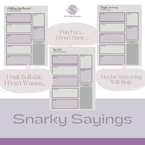 Snarky Planner | Cool Purple Tones | Monthly Planner | Daily Planner Inserts | Weekly Planner | Planner Download | Budget Sheets image 2