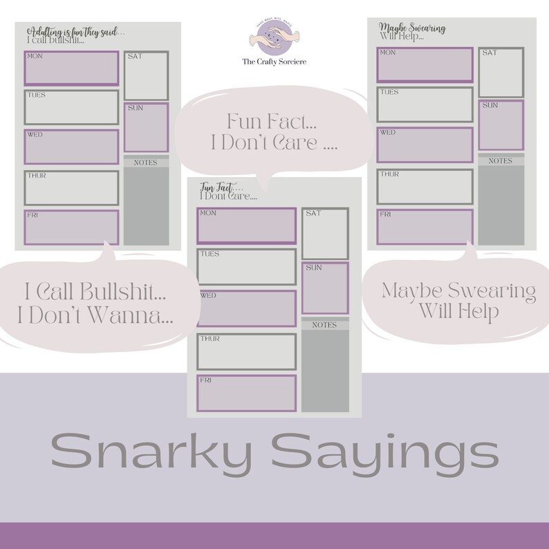 Snarky Planner | Cool Purple Tones | Monthly Planner | Daily Planner Inserts | Weekly Planner | Planner Download | Budget Sheets image 2