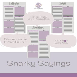 Snarky Planner | Cool Purple Tones | Monthly Planner | Daily Planner Inserts | Weekly Planner | Planner Download | Budget Sheets image 5