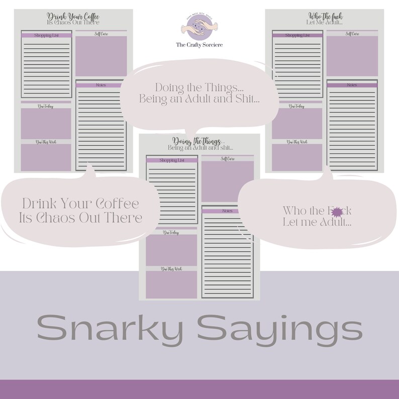 Snarky Planner | Cool Purple Tones | Monthly Planner | Daily Planner Inserts | Weekly Planner | Planner Download | Budget Sheets image 5