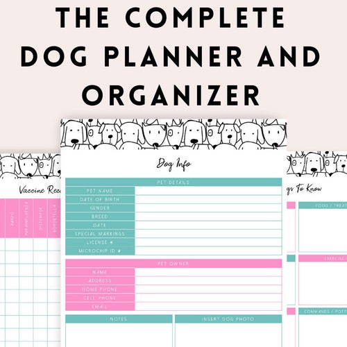 Printable Pet Care Planner Pet Records Binder Pet | Etsy