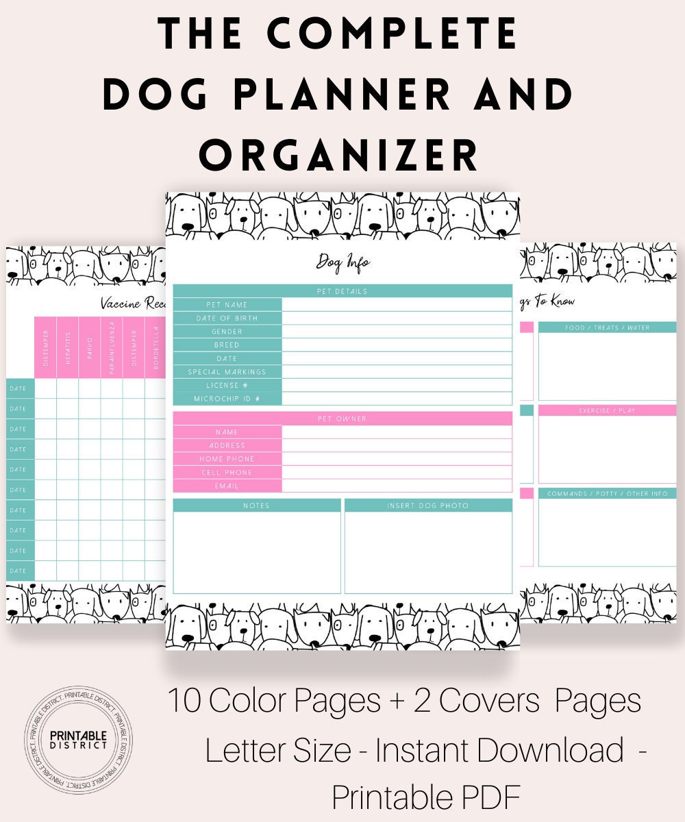 The Complete Dog Planner and Organizer Pet Planner Printable | Etsy