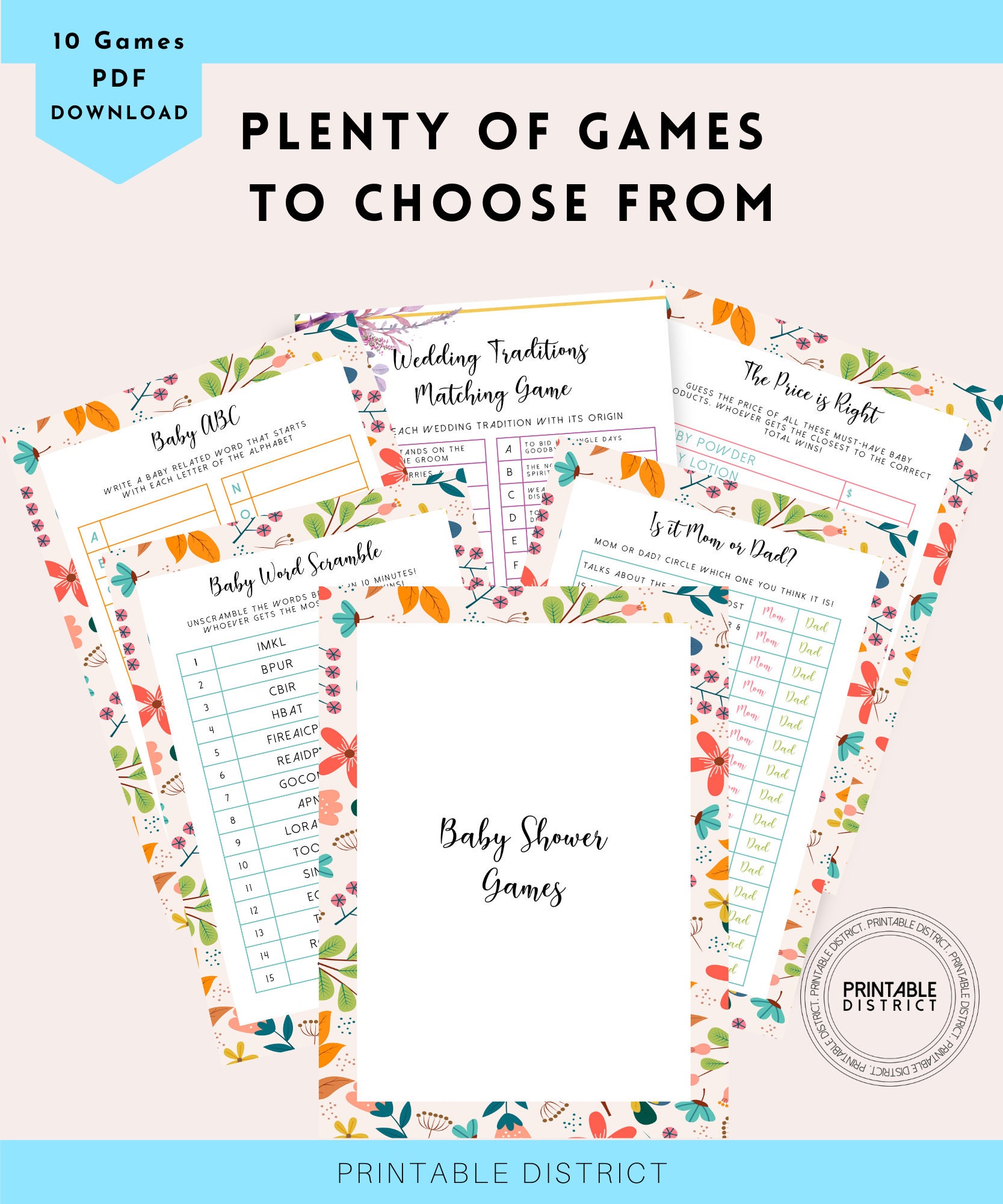 Baby Shower Party Games Baby Shower Games Printable Shower | Etsy