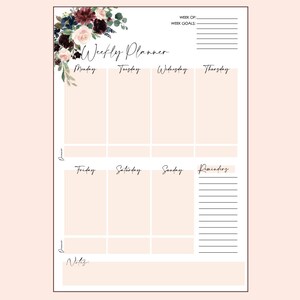 Weekly Printable Planner Floral - Etsy
