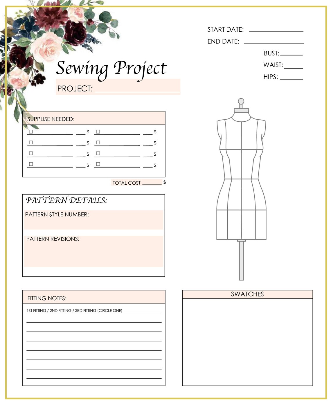 Sewing Project Planner Etsy UK