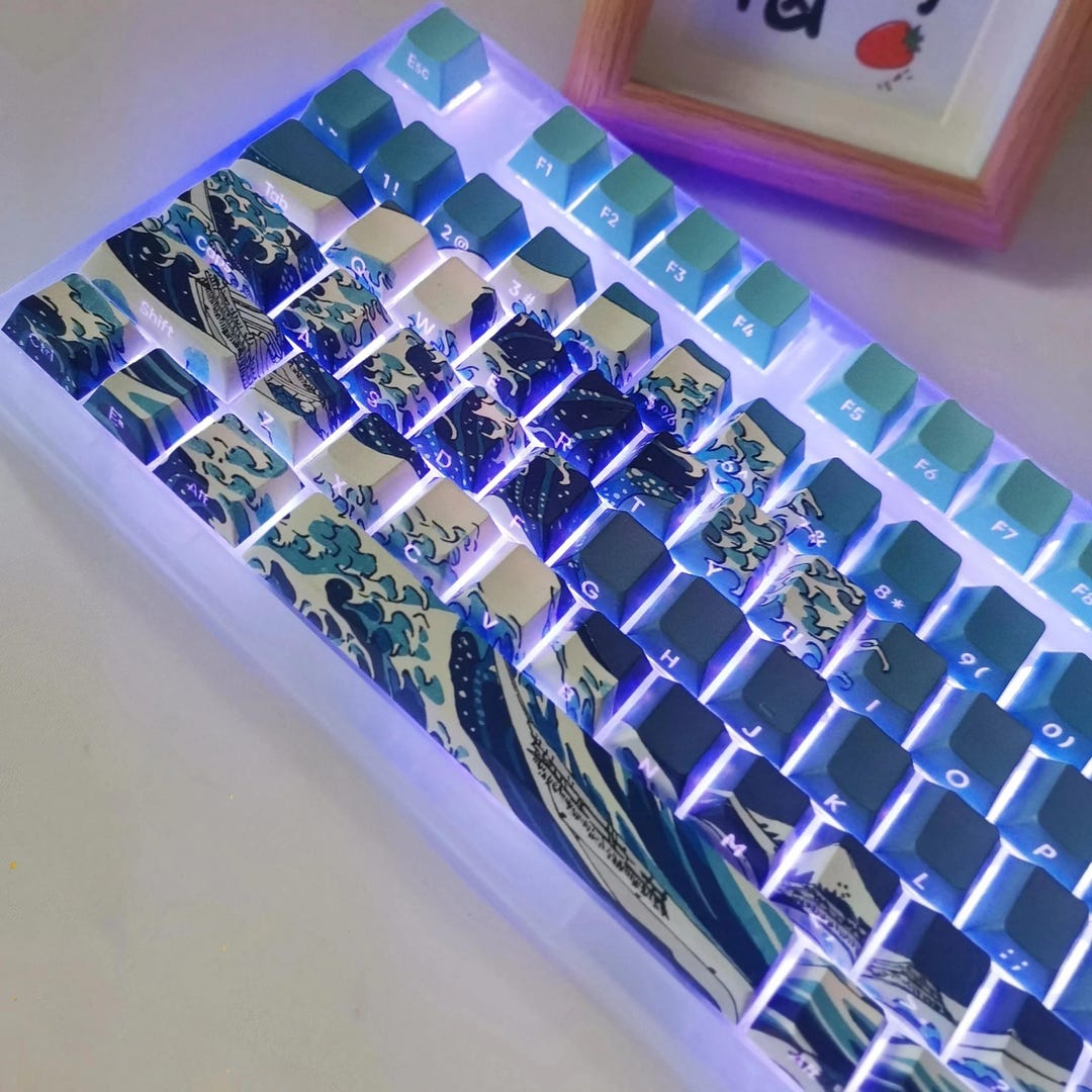 Keycap Translucent Ukiyoe Coral Sea the Great Wave off Kanagawa Cherry ...