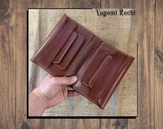 Universal wallet/holder with document compartment. Original and practical. Travel. Leather bifold. Handmade