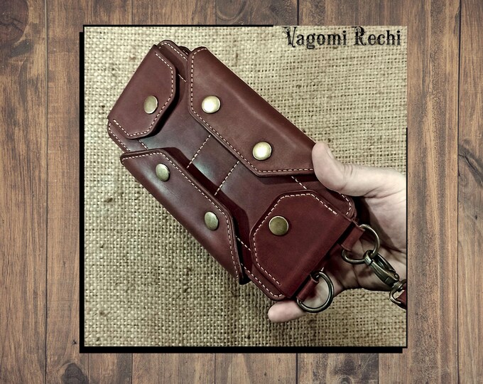 Leather Clutch Wallet: Large Capacity.  Passport. Smartphone. Original & practical. Handmade.