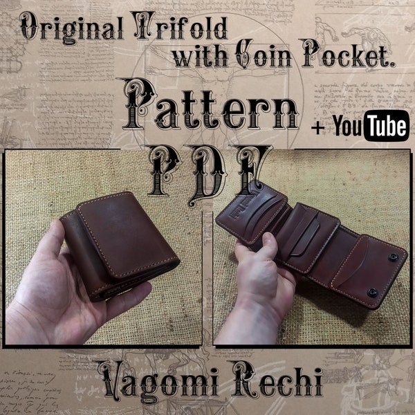 PDF Pattern. Original Trifold with Coin Pocket. DIY