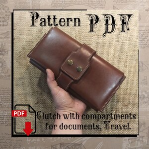 PDF pattern. Clutch with compartments for documents, Travel. DIY