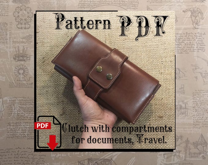 PDF pattern. Clutch with compartments for documents, Travel. DIY