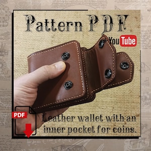 PDF pattern. Leather wallet with an inner pocket for coins. DIY
