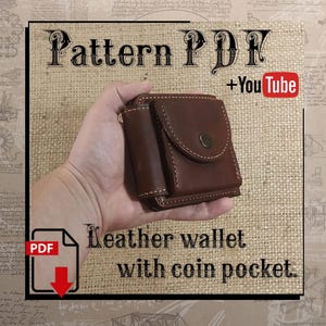 PDF pattern. Leather wallet with coin pocket. DIY