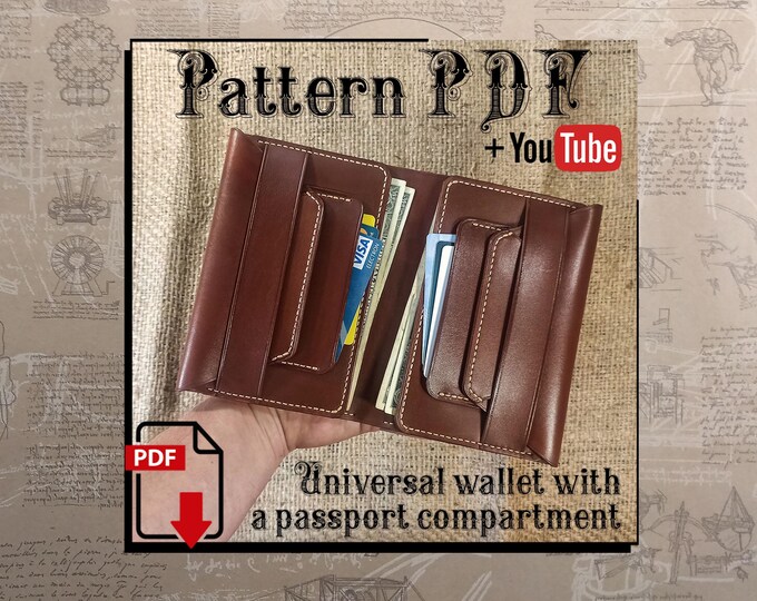 Universal wallet with a passport compartment. Pattern in PDF format.