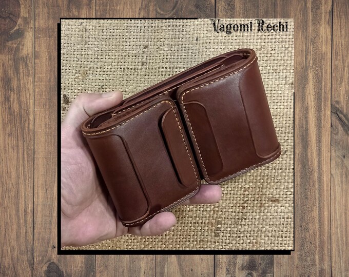 Double Long Wallet with Coins Pocket. Original & Practical Leather Longer. Handmade