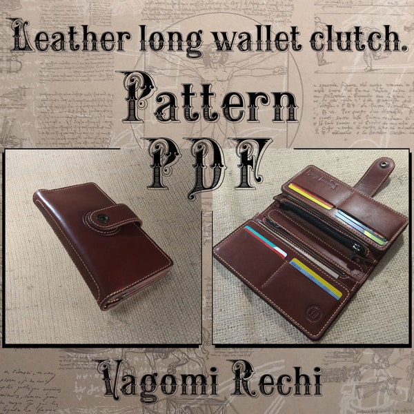 PDF pattern. Leather long wallet clutch. DIY