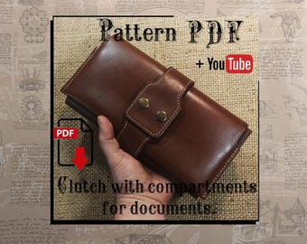 PDF pattern. Clutch with compartments for documents, Travel. DIY