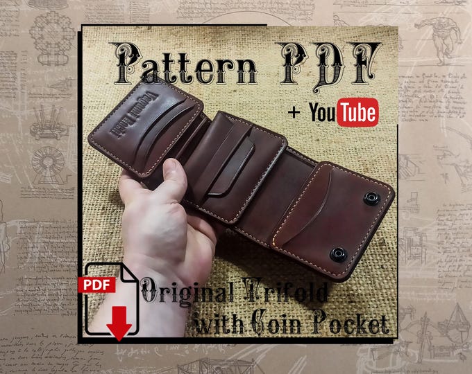 PDF Pattern. Original Trifold with Coin Pocket. DIY