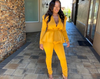 mustard suit womens